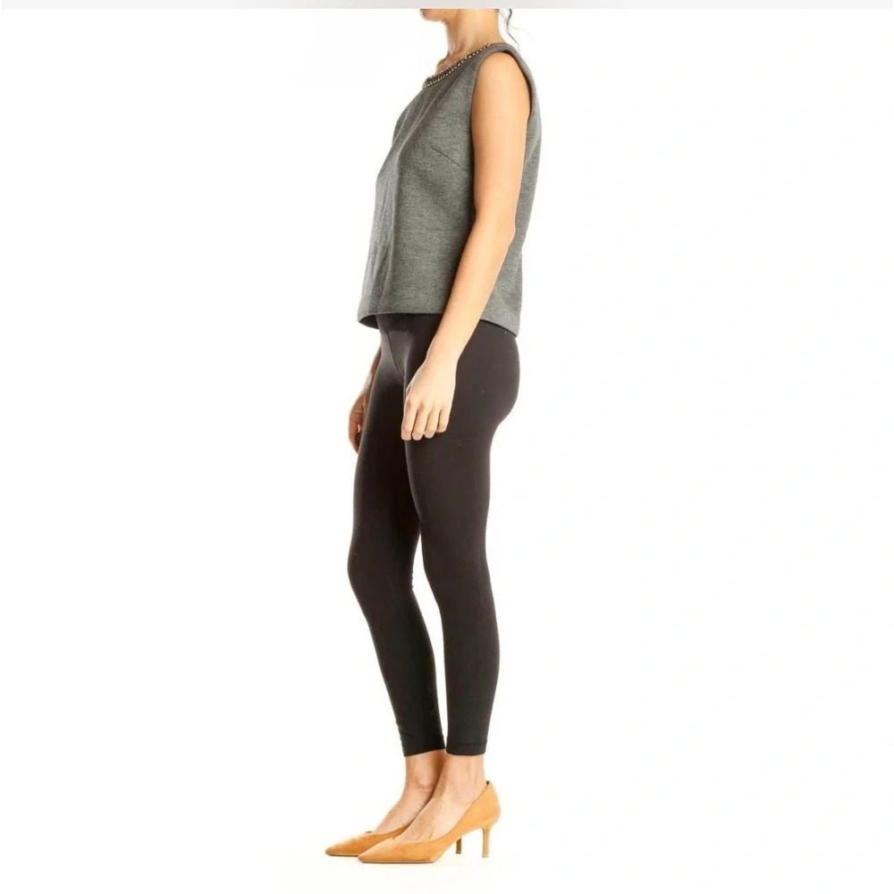 NWT Cynthia Rowley gray ponte knit Chic top with Rhinestone detailing at neck.